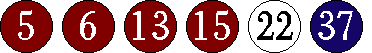 [05 06 13 15 22 37]