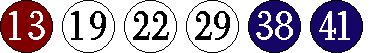 [13 19 22 29 38 41]