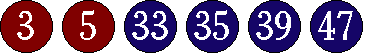 [03 05 33 35 39 47]