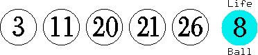 03 11 20 21 26 (08)