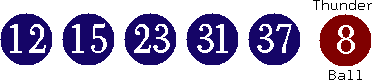 12 15 23 31 37 (08)