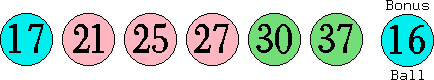 17 21 25 27 30 37 (16)