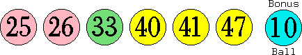 25 26 33 40 41 47 (10)
