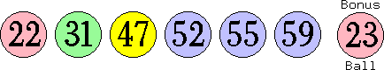 22 31 47 52 55 59 (23)