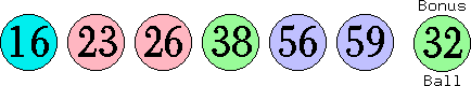 16 23 26 38 56 59 (32)