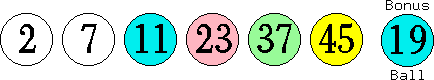 02 07 11 23 37 45 (19)