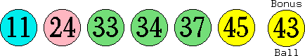 11 24 33 34 37 45 (43)