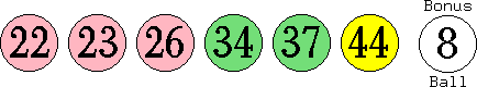 22 23 26 34 37 44 (08)