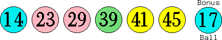 14 23 29 39 41 45 (17)